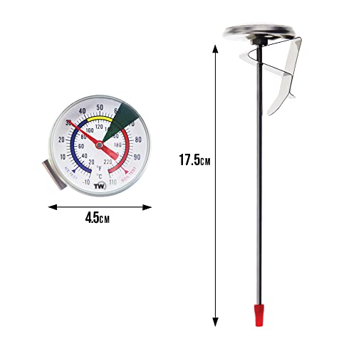 Milk Thermometer For Steaming Milk - Ideal Milk And Coffee Temperature Thermometer With 175 Mm Stainless Steel Probe And Clip Barista Coffee Espresso #TOP2