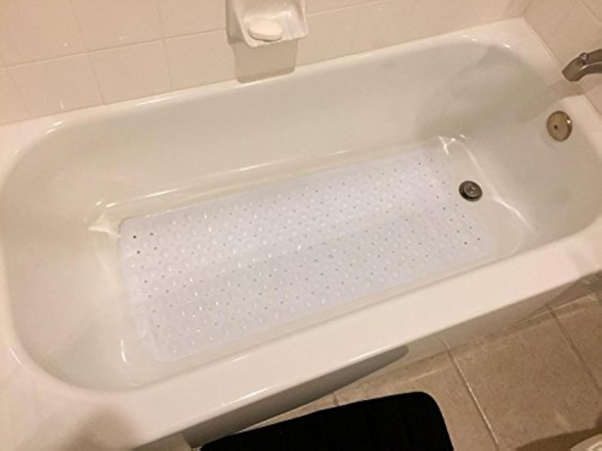 Extra Long Bath Mat Non-Slip, Stylish White Design