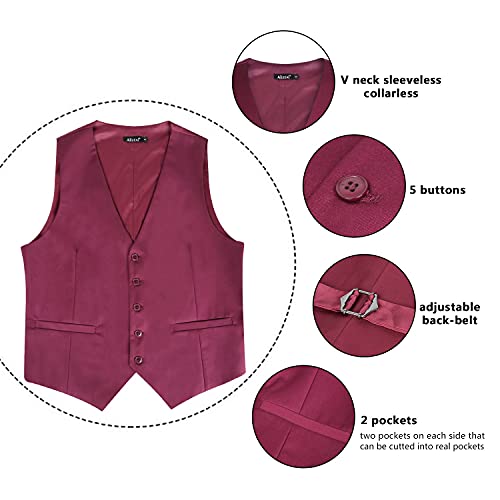 Image of Alizeal Mens Classic Solid Suit Vest Regular Fit Tuxedo Waistcoat