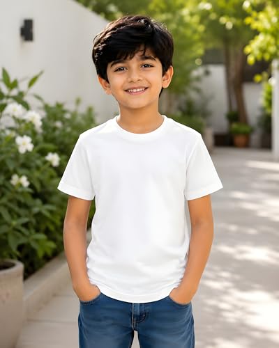 Image of Amazon Brand - Anarva Kids Plain T Shirt for Boys | 100% Cotton Soft Feel Round Neck Half Sleeve Solid Tee | Casual 0-14 Years