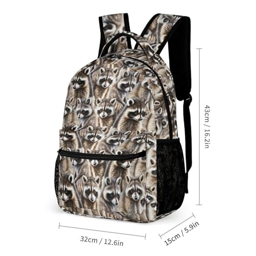 Raccoon School Backpack for Kids Girls Boys, 16 Inch Raccoons Bookbag, School Backpack for Students Children2