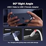 UGREEN 90 Degree USB C Adapter 3 Pack, Right Angle USB C Male to Female Adapter[40Gbps,240W,8K@60Hz] Compatible for Switch 2, Steam Deck, ROG Ally, MacBook, iPhone 17/16, iPad, Thunderbolt 4