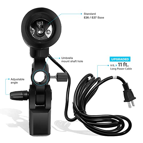 Limostudio [2 Pack] Extended Cable Cord Ac Socket, Light Stand Mount With Umbrella Reflector Holder, 11 Feet Long Cable, Longer Than Market Standard Photography Studio, Agg886 #TOP2