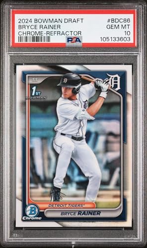 Graded 2024 Topps Bowman Draft Bryce Rainer #BDC86 Chrome Refractor Rookie RC Baseball Card PSA 10 Gem Mint