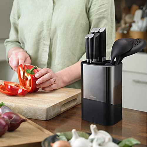 Universal Knife Block Without Knives And Utensil Holder For Countertop, Matoyo 2-In-1 Stainless Steel Kitchen Knife Holder For Kitchen Counter, Fingerprint Resistant (Knife/Utensil Holder Black) #TOP7