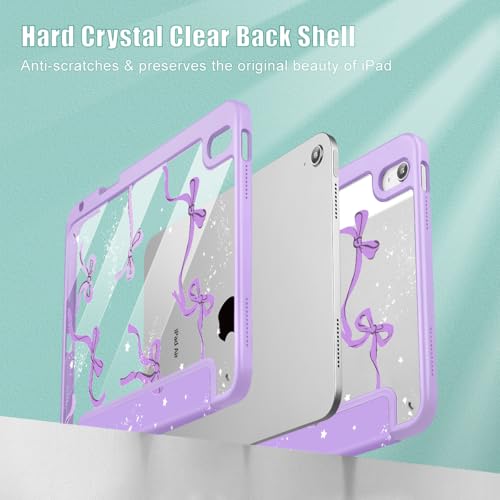 Tuiklol Case for iPad Air 11 Inch M4 2026 / Air 11 Inch M3 2025 / Air 11 Inch M2 2024 / iPad Air 10.9 Inch 2022 2020, Buit in Pencil Holder with Shockproof Cover Clear Transparent Back, Bow-Purple by Tuiklol - Used condition - Image 4
