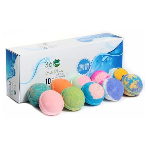 360Feel Bath Bombs Gift Set 10 Large USA made -Made with Essential Oil -All Natural Organic Bath Fizzies- Gift ready box - Aromatherapy Organic Bath Bomb for Women Men and Kids - Gift ready box