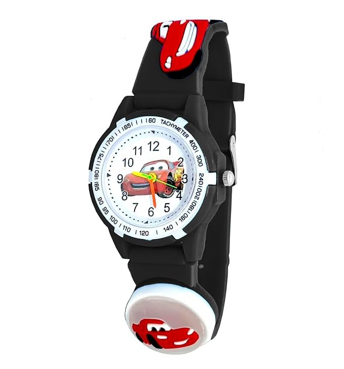 EVOTECH Analog Dial with Cartoon Character and Disco Light Strap Kids Watch for Girls & Boys, Random Color (Age:3-10 Years)