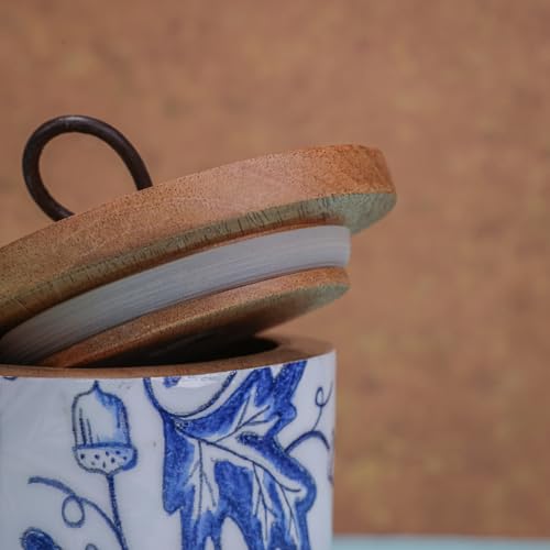Image of Ireka Home Bloom Mango Wood Cansiter | Wooden Kitchen Storage Canister | Multipurpose Container for Tea Coffee Sugar Dry Fruits
