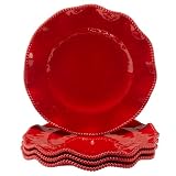 Certified International Perlette Red 11' Melamine Dinner Plates, Set of 4