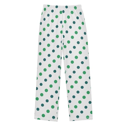 ZZKKO Green Polka Dot Boys Pants for Kids Jogger Pants with Pockets S-XL
