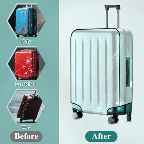 Dimeho 3 Pcs Clear Luggage Cover Protector, Thicken TSA Approved Suitcase Protector 20\" PVC Waterproof Covers Transparent Luggage Protective Cover Case for Wheeled Suitcase