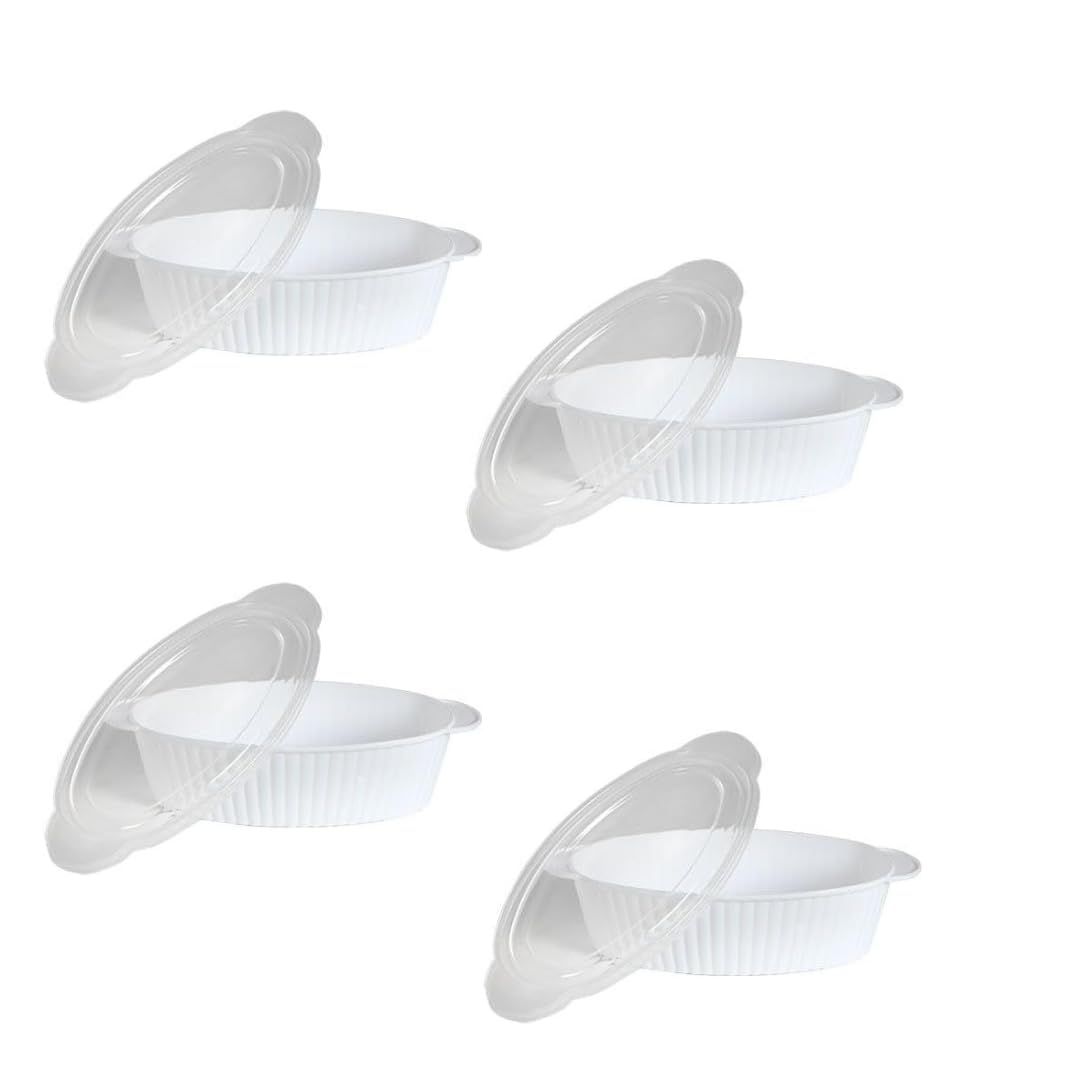 (4) Food Storage Plastic Oval Meal Prep Containers BPA Free 53OZ Clear Lids Tableware Reusable Stackable Microwave Freezer Dishwasher Professional Safe