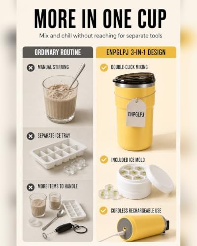 3-in-1 Rechargeable Self-Stirring Mug with Ice Tray Magnetic Mixer Cup — view 4