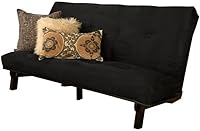 Vista 4 de Kodiak Furniture Carson - Juego de marco de futón y colchón de tamaño matrimonial, marco de futón de madera con acabado marrón Java con colchón