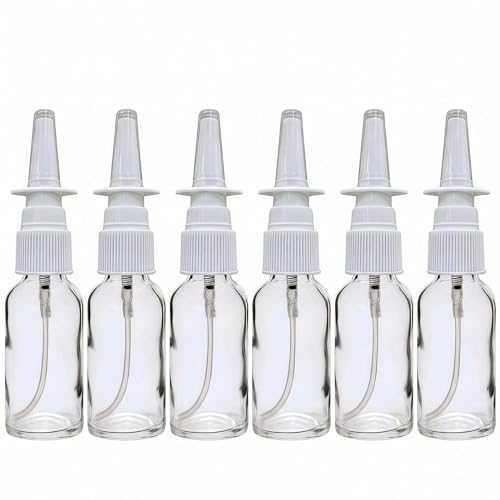 ericotry 6PCS 10ml/0.34oz Empty Glass Refillable Nasal Spray Bottles Fine Mist Sprayers Makeup Water Travel Containers Jars For Perfumes Essential Oils Saline Water Applications (Clear)