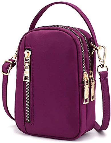 Women Girls Crossbody Bag Small Nylon Phone Purse Wristlet Handbag Wallet Pouch for Samsung Note 20 Ultra S20 Ultra S20 Plus Note 10 A10e LG Stylo 5 K51 Moto G Stylus Power G8 Power Play Plus (Purple)
