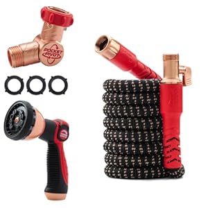 Pocket Hose Copper Head w/New Pocket Pivot Expandable Garden Hose 25 FT, AS-SEEN-ON-TV, Swivels 360°, Advanced Tri-Tex Tubing & Force Field Jacket, 3X Stronger, Lead-Free, No-Kink, Anti-Burst w/APT