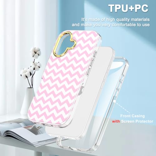 Hocase for iPhone 16 Case 6.1"" with Screen Protector, Pink Wave by Hocase - Used condition - Image 6
