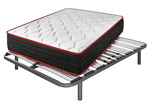 Colchón Viscoelástico Cool Viscofresh + Somier Apolo con 5 Patas de 32 cm | Medida: 120x190 cm