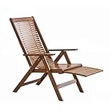 Sessel für das Wohnzimmer, Ohrensessel, Verstellbarer 6-Positionen-Klappsessel aus Holz mit Armlehne und Kissen Mid Century Modern Akzent Chai, Stil1-B