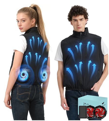 Lvkakmox Cooling Fan Vest Jacket with 2 Fans - Men and Women 21V Air Conditioner Vests, With 20000mAh Battery