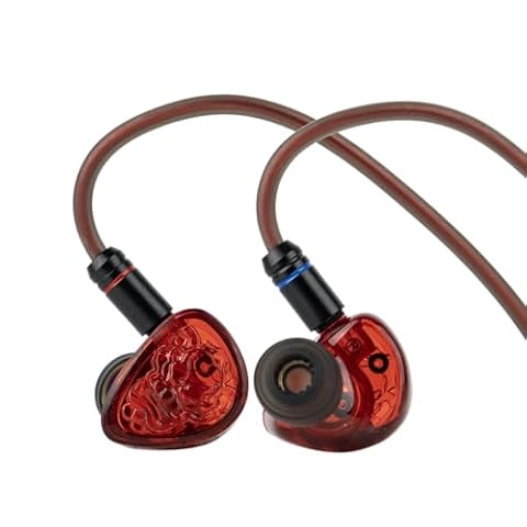 Linsoul TANGZU Wan'er S.G II Słuchawki douszne, przewodowe słuchawki douszne HiFI, 10-milimetrowy przetwornik dynamiczny z membraną PET Słuchawki IEM（Czerwony Lew,Typec Mic）