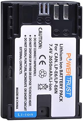 PowerTrust 2-Pack 2650mAh LP-E6 LP-E6N Battery Compatible with Canon EOS 80D, 70D, 60D, 7D Mark II, 7D, 6D MarkII, EOS 6D, EOS 5DS R, 5D Mark II, 5D Mark III, 5D Mark IV