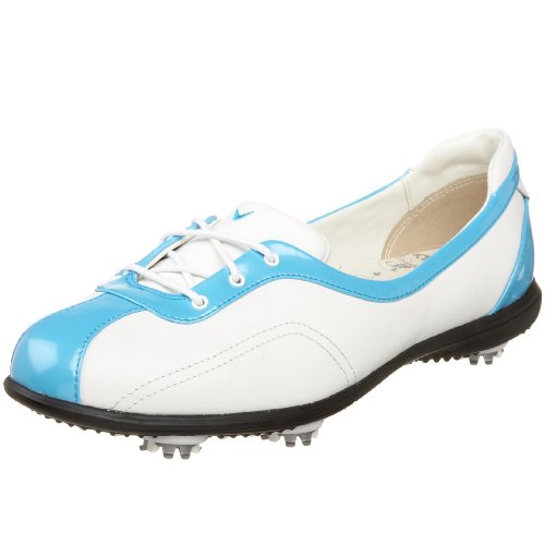 Callaway Women's Half Lace Golf Shoe, White/Cyan Blue, US Women's 11 M