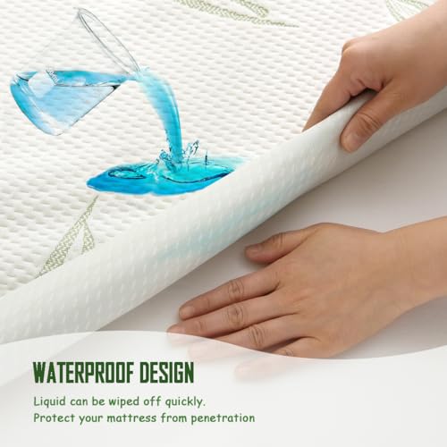 Queen Size Waterproof Mattress Protector, Premium Cooling Viscose from Bamboo Mattress Pad, Breathable, Noiseless, Cooling & Machine-Washable Bed Cover with 21\" Deep Pocket - Thumbnail 3