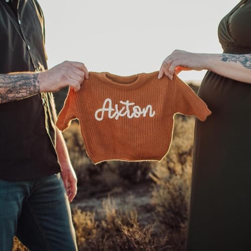 Personalized Baby Name Sweater Custom Hand Embroidered Oversized Jumper Sweaters Christmas Gifts for Toddlers, Girls, Boys, Kids4