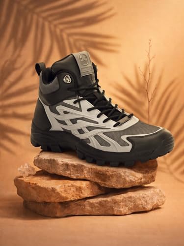 Image of OFF LIMITS Raftar Outdoor Boots for Men with KPU and Synthetic Upper, Moulded Insock and Durable TPR Sole, Lace-Up High-Top Boots for Travel, Exploration and Outdoor Activities