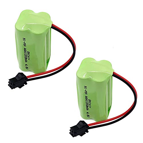Gecoty® 2 Stück 4.8V AAA Akkupack, 1000mAh Wiederaufladbare NI-MH Akku mit SM 2P Anschluss für RC Stuntauto RC Roboter