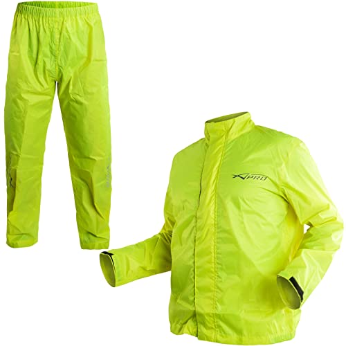 A-Pro Regenjacke Motorrad Regenkombi Regenhose Wasserdicht Regenanzug Fluo XXL