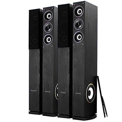 Fenton 4x Home Hi-Fi 6.5 3-Way Floor Standing Column Speakers – 2000W Peak Power Audio System with Wide Frequency Response and Elegant Black Design