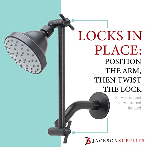 Shower Head Extension Arm By Js Jackson Supplies, Adjustable 10 Inch Showerhead Extender, Solid Brass Construction, Universal Tall Hi-Lo Pipe Height Extending (Oil Rubbed Bronze Finish) #TOP6