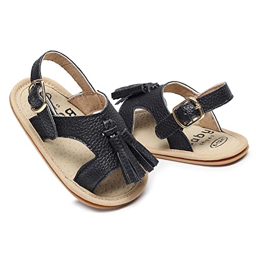 Infant Toddler Baby Girls Boys Shoes Sandals First Walkers Prewalkers Non-Slip Flat Shoes Summer (Black, 5 Toddler)3