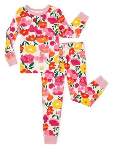 PATPAT Bamboo Viscose Pajama Set for Toddlers with Improved Tensile Strength, Snug Fit Pjs Sleeper for Baby Boys Girls Kids, Flowers Dream, 2T
