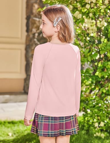 Arshiner Camisetas Infantiles Rosas Camisetas de Manga Larga Jersey Térmico Top Básico Niñas Camiseta Interior Túnica Ajustada Sudadera de Otoño e Invierno Camisa Informal 11-12 Años