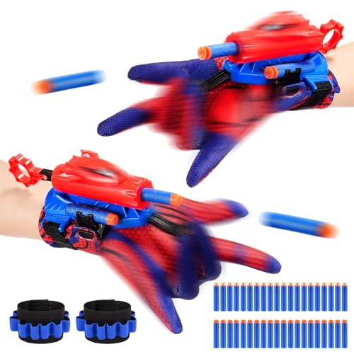 Braxel Lanza Telarañas Juguetes Niño 3 4 5 6 7 Años, Regalo Niño Niña 3-8 Años Juego de 2 Guantes Juegos Niños 3-6 Años Juguetes de Regalo Navidad