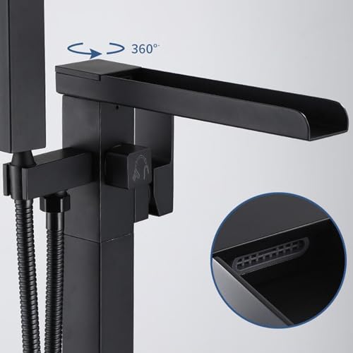 Robinet de bain eau froide et chaude cascade colonne noir doré