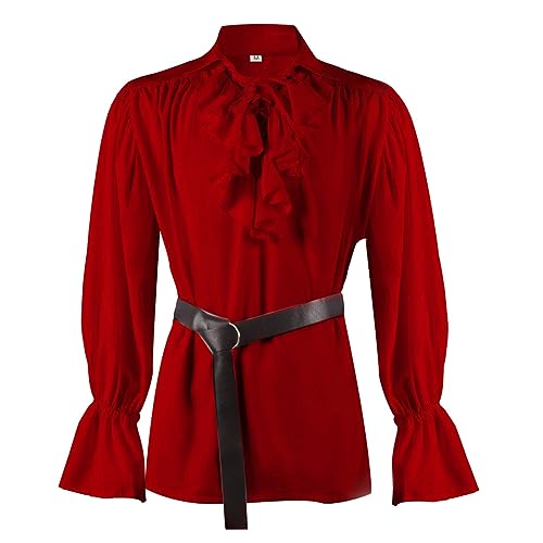 Camisa de vampiro para hombre, blusa gótica y pirata medieval