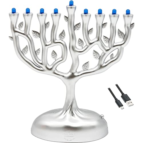 Silver Matte Small Electric Menorah
