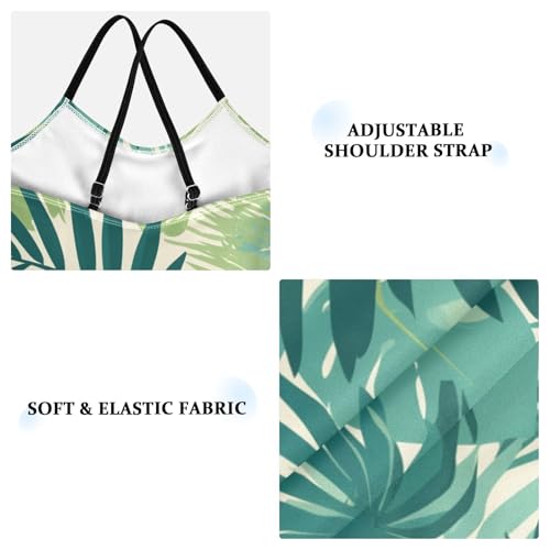 Tropical Palm Leaves Fern Leaf Kids Girls 1 Piece Bathing Suit Beach Swimming Suits with Adjustable Straps Quick-Dry3