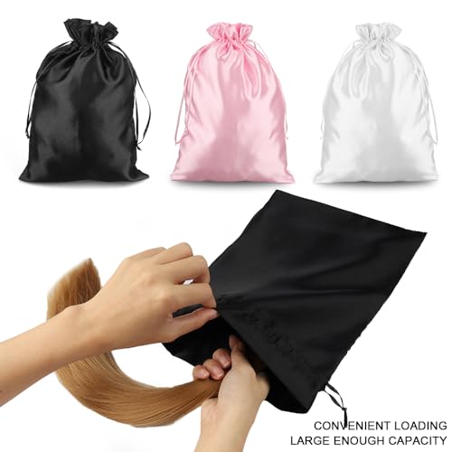 Hair Extension Tool Silk Stain Wig Storage Bag Hair Extension Bags with Drawstring Travel Pouches Bags Weft Carrying Storage Bags Gift Packaging4