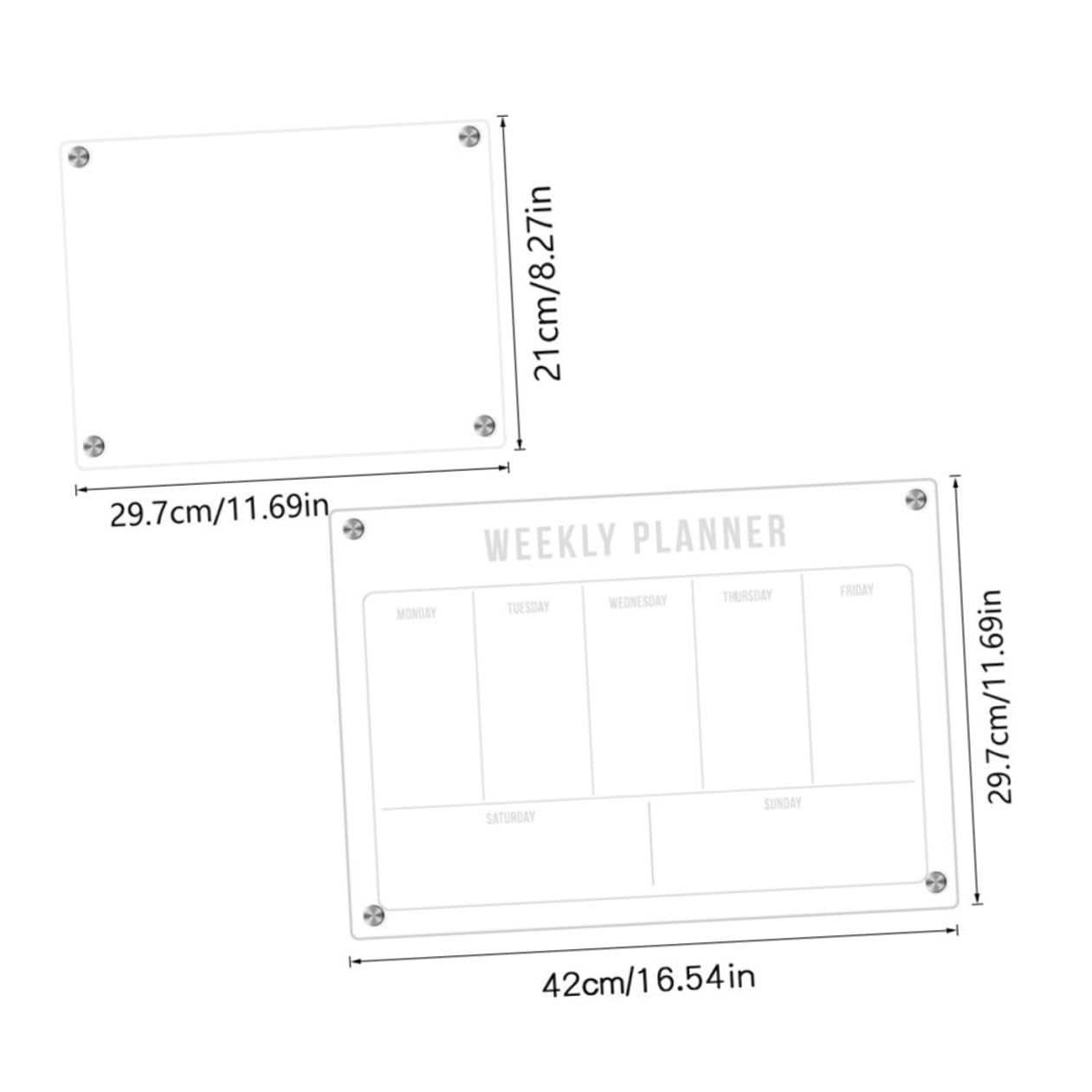 Magnetische Acryl Planungstafel Wochenplaner mit Abwischfunktion | Transparente Ausführung, für Kühlschrank und Eisenmöbel, für Tagesplanung und Notizen