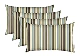 RSH DECOR: Sunbrella Lumbar Throw Pillows Set of 4 | 20' x 12' | Water and Fade-Resistant Performance Fabric | Outdoor Pillow Covers with Down-Alternative Inserts | Brannon Whisper