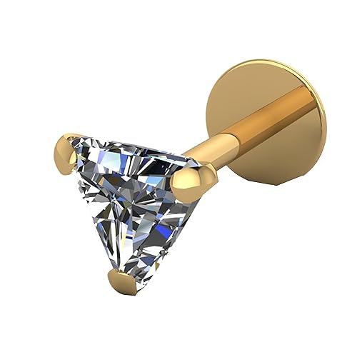 Akshetri Pure Yellow Gold 14k Single Diamond Nose pin For Women and Girl (3.00mm diameter) (TRIANGULAR SILVER) (B0CQM6V41R) Amazon Price History, Amazon Price Tracker
