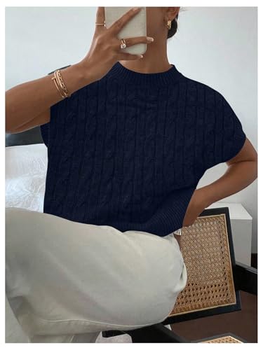 Image of SOLY HUX Women's Short Sleeve Sweater 3D Floral Sweaters Pullover Tank Tops Knit Vest Trendy Fashion Clothing