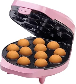 Bestron macchina per cake pop di dal design retrò, con maggiordomo per cake pop, forchetta e 12 bastoncini per cake pop, 700 W, colore: rosa